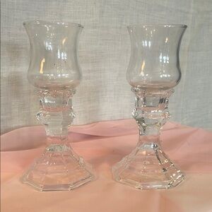 Elegant Clear Glass Candle Holders